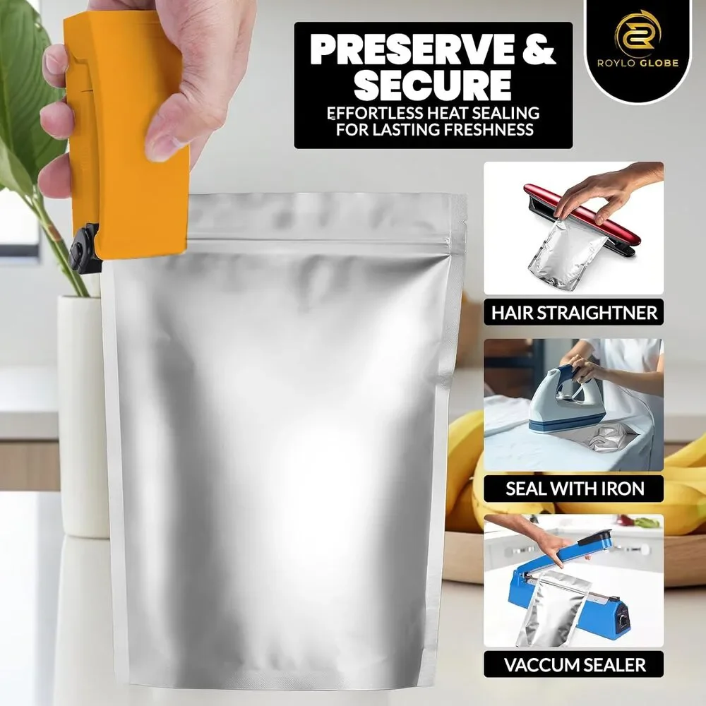 160 Mylar Bags, 160 Oxygen Absorbers-196 Labels, 4 Sizes Smell Proof, Resealable